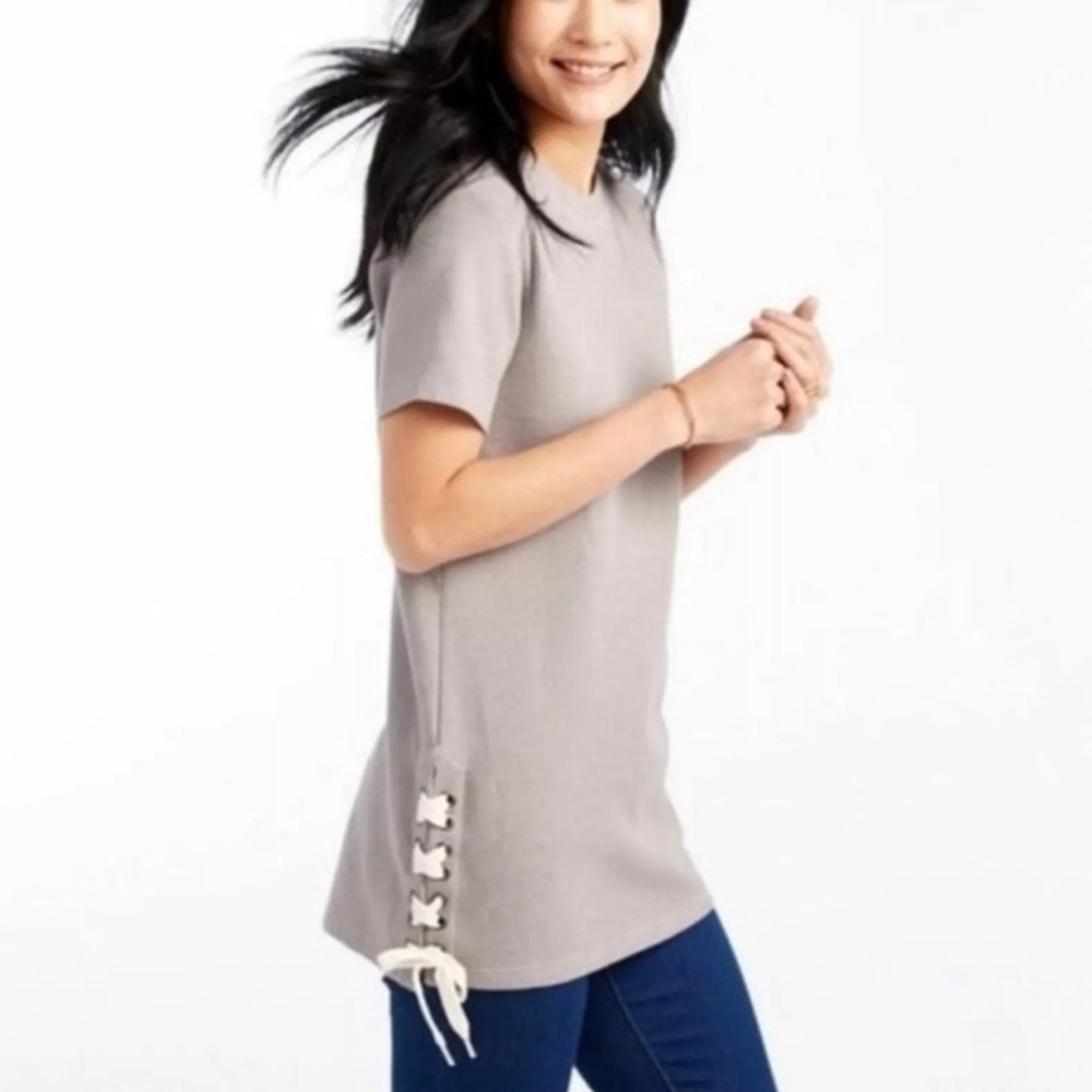 LL Bean Short Sleeve Tunic Sweatshirt | Tie-Side | Size M - Picture 3 of 6